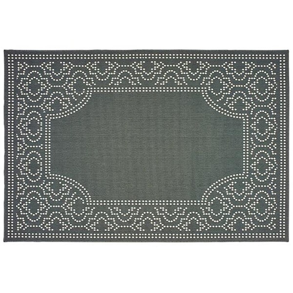 Oriental Weavers Marina Indoor Outdoor Outdoor Border Round Rug, Grey - 7 ft. 10 in. x 7 ft. 10 in. M1247X240RDST - main